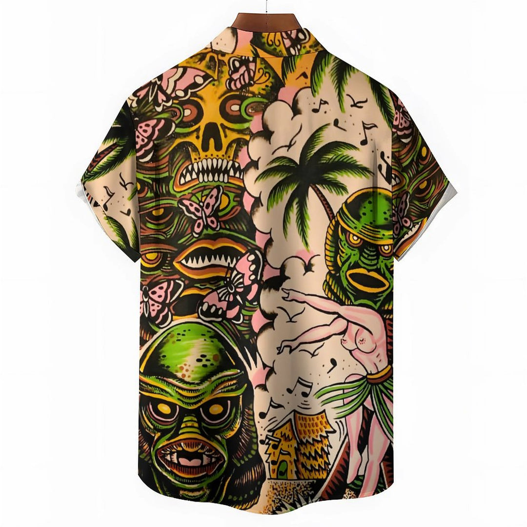 Men's Primitive Tribal Art Casual Short Sleeve Shirt 2402000237