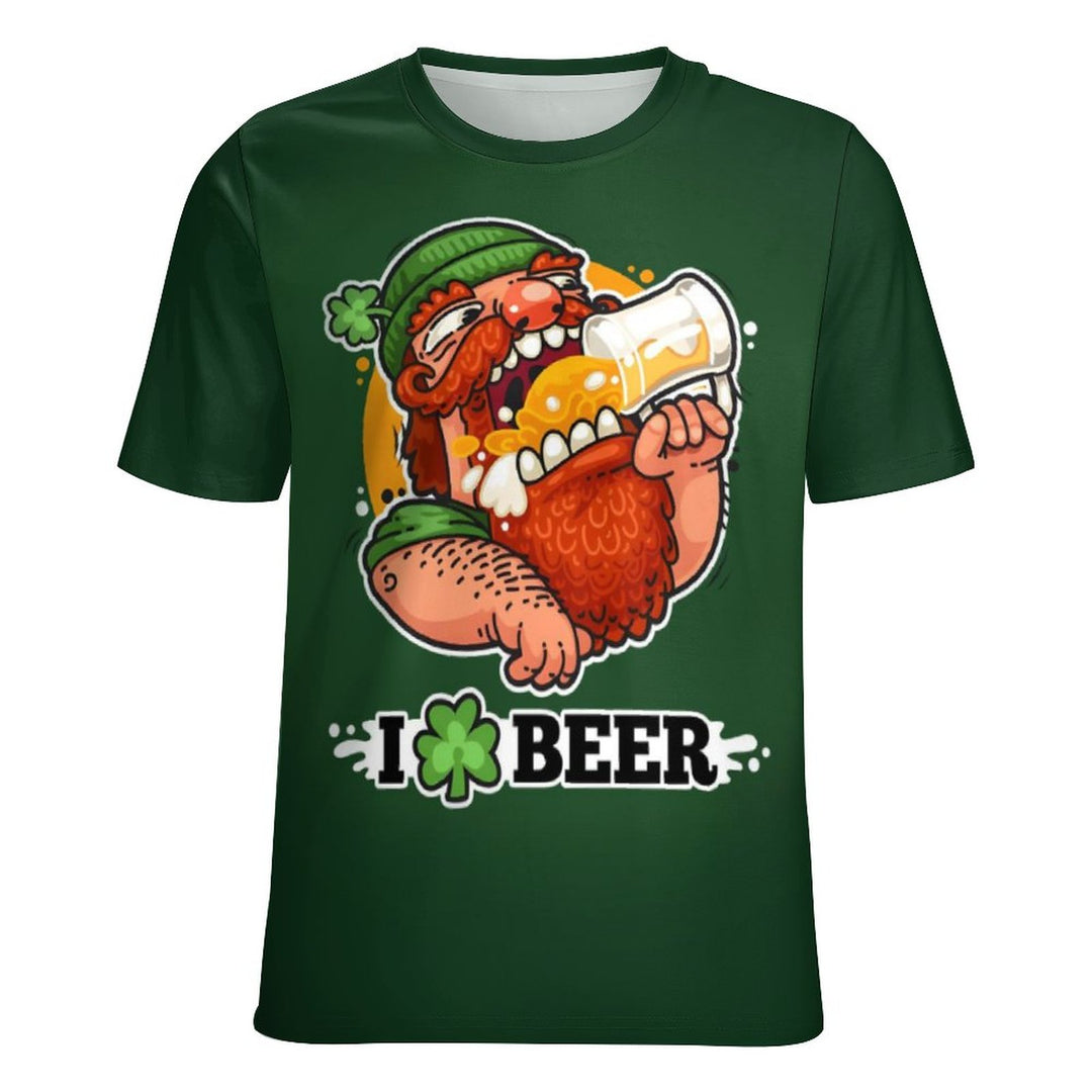 Men's Round Neck Cartoon Beer Casual T-Shirt 2312000405