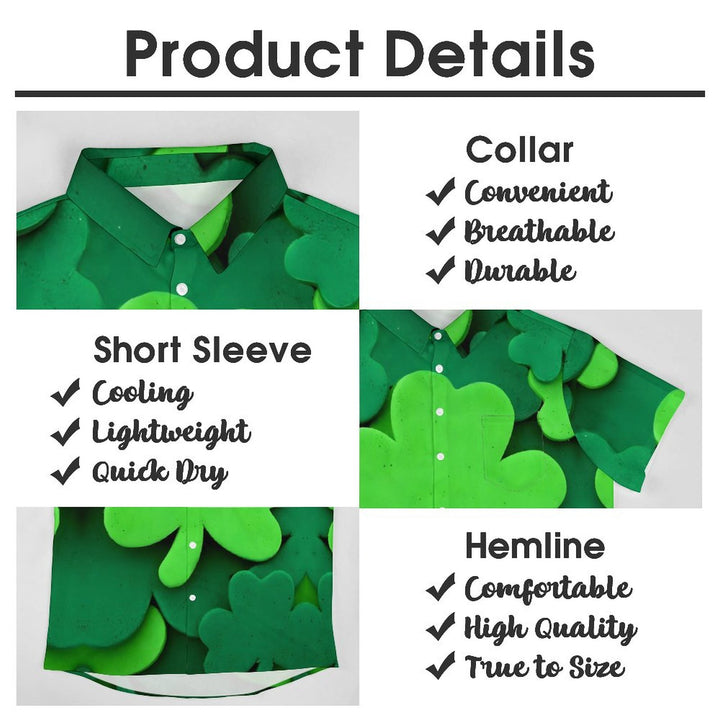 St. Patrick's Day 3D Shamrock Casual Short Sleeve Shirt 2312000483