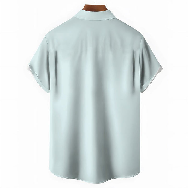 Men's Medieval Geometric Chest Pocket Short Sleeve Bowling Shirt 2401000069