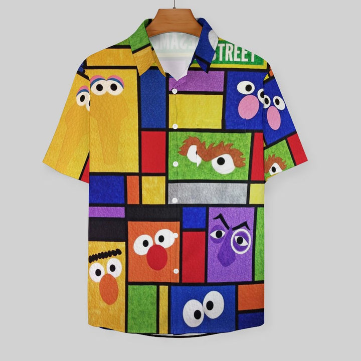 Men's Cartoon Character Creative Printing Casual Fashion Short Sleeve Shirt 2307101488