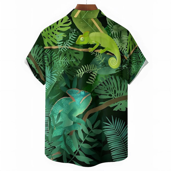 Men's Jungle Chameleon Casual Short Sleeve Shirt 2401000133