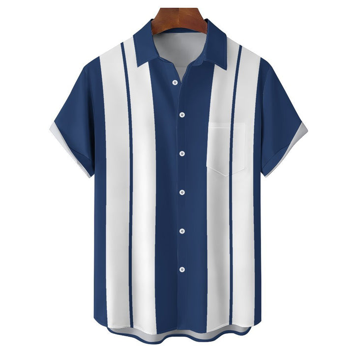 Men's Stripe Casual Short Sleeve Shirt 2312000336