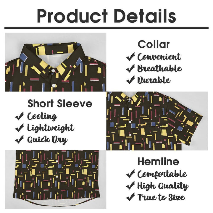 Men's Geometric Lines Casual Short Sleeve Shirt 2401000319