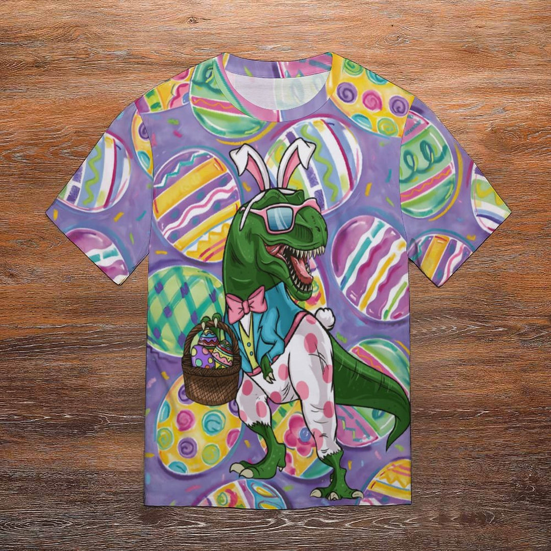 Men's Round Neck Easter Egg Dinosaur Casual T-Shirt 2312000394