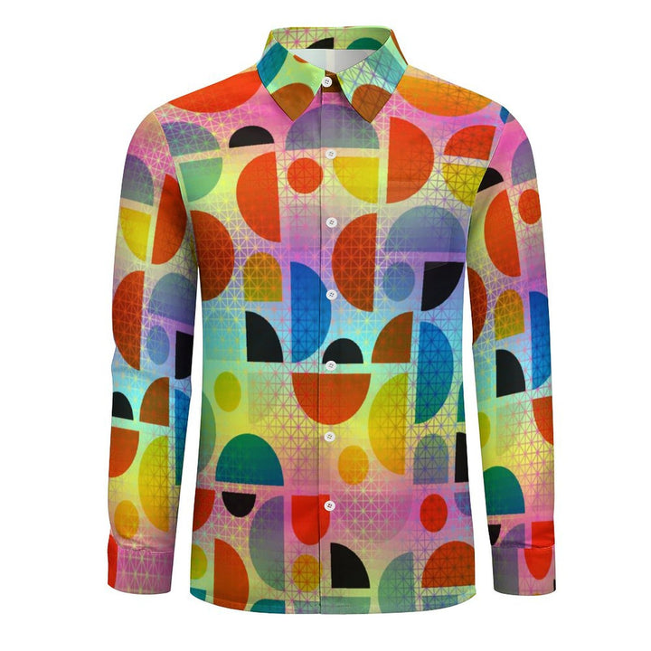 Geometric Color Art Casual Printed Long Sleeve Shirt 2402000108