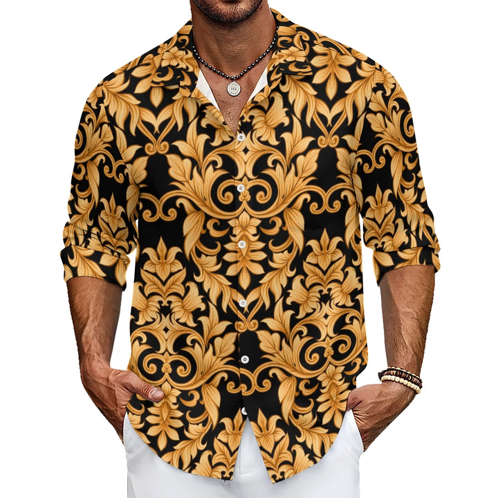 Men's Baroque Art Printed Long Sleeve Shirt 2403000237