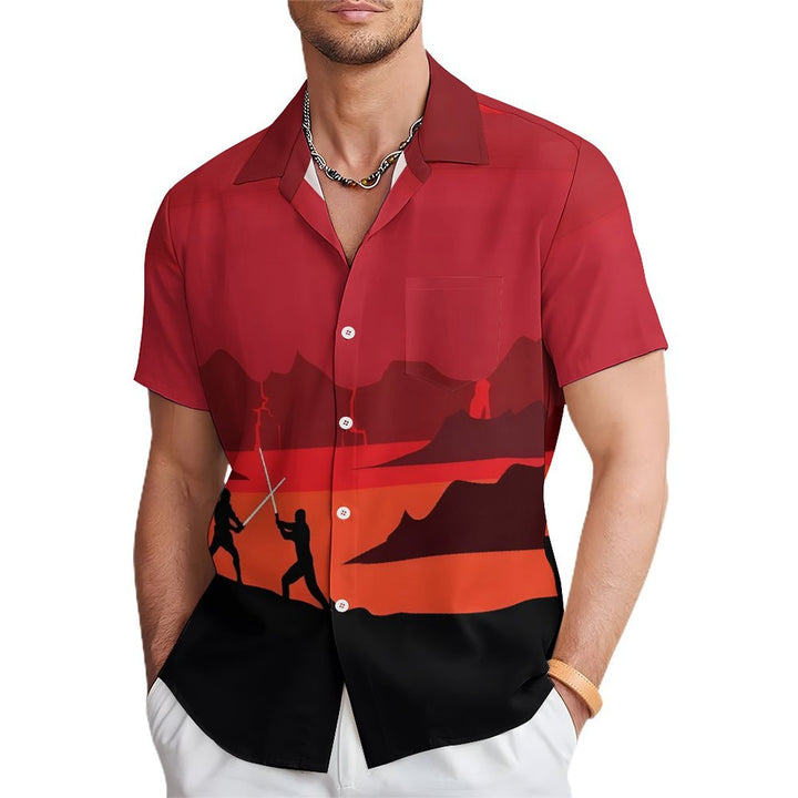 Men's Classic Star Character Casual Short Sleeve Shirt 2401000097