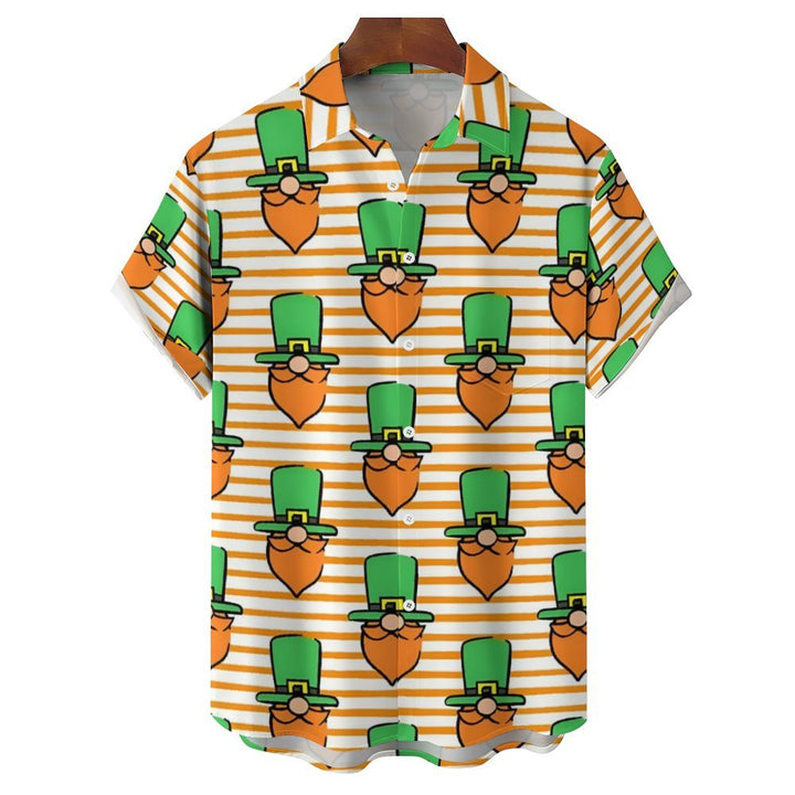 St. Patrick'S Day Stripes Casual Short Sleeve Shirt 2312000538