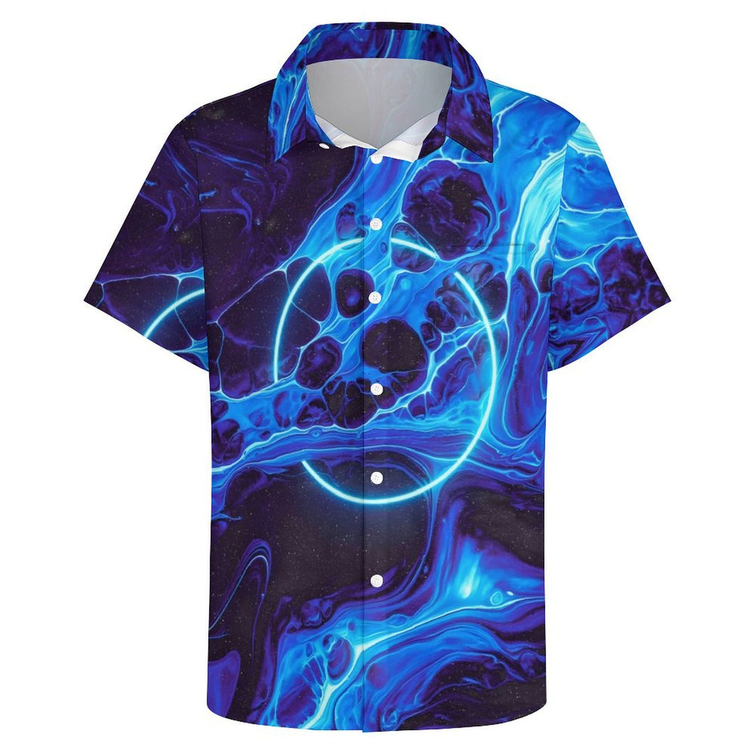 Men's Planet Art Casual Short Sleeve Shirt 2402000248