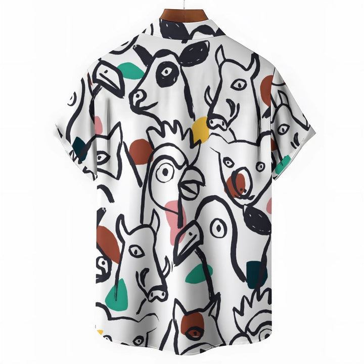 Animal Abstract Print Casual Short Sleeve Shirt 2402000257