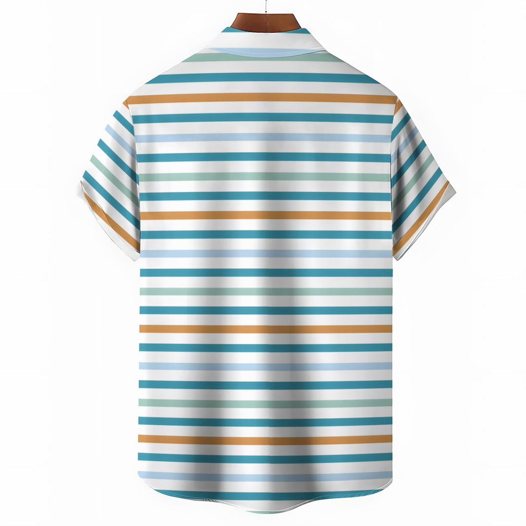 Men's Cartoon Stripes Casual Short Sleeve Shirt 2403000290