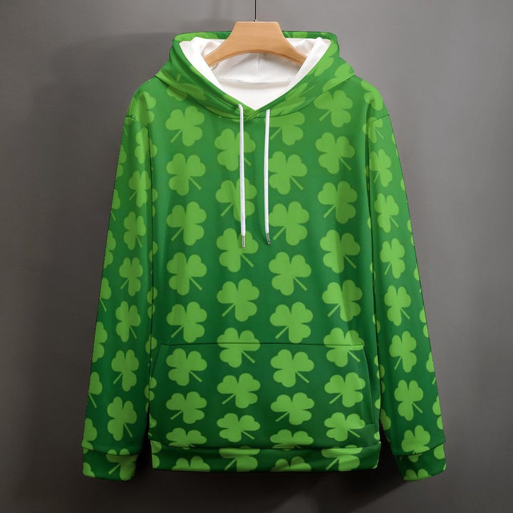 Unisex Hooded St. Patrick'S Day Shamrock Gradient Print Sweatshirt 2402000183