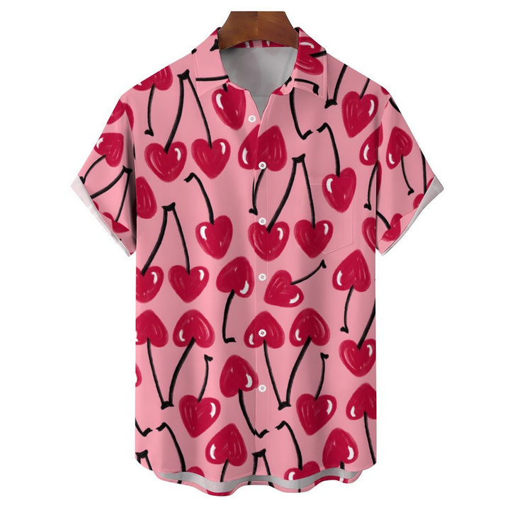 Men's Cherry Casual Short Sleeve Shirt 2401000130