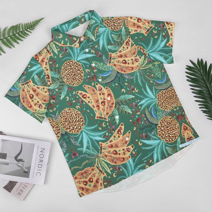 Hawaiian Fruit Art Print Casual Short Sleeve Shirt 2402000280