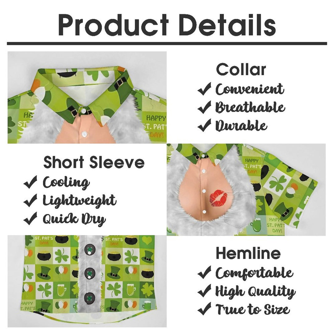 St. Patrick's Day Fun Dress Prints Casual Short Sleeve Shirt 2312000398