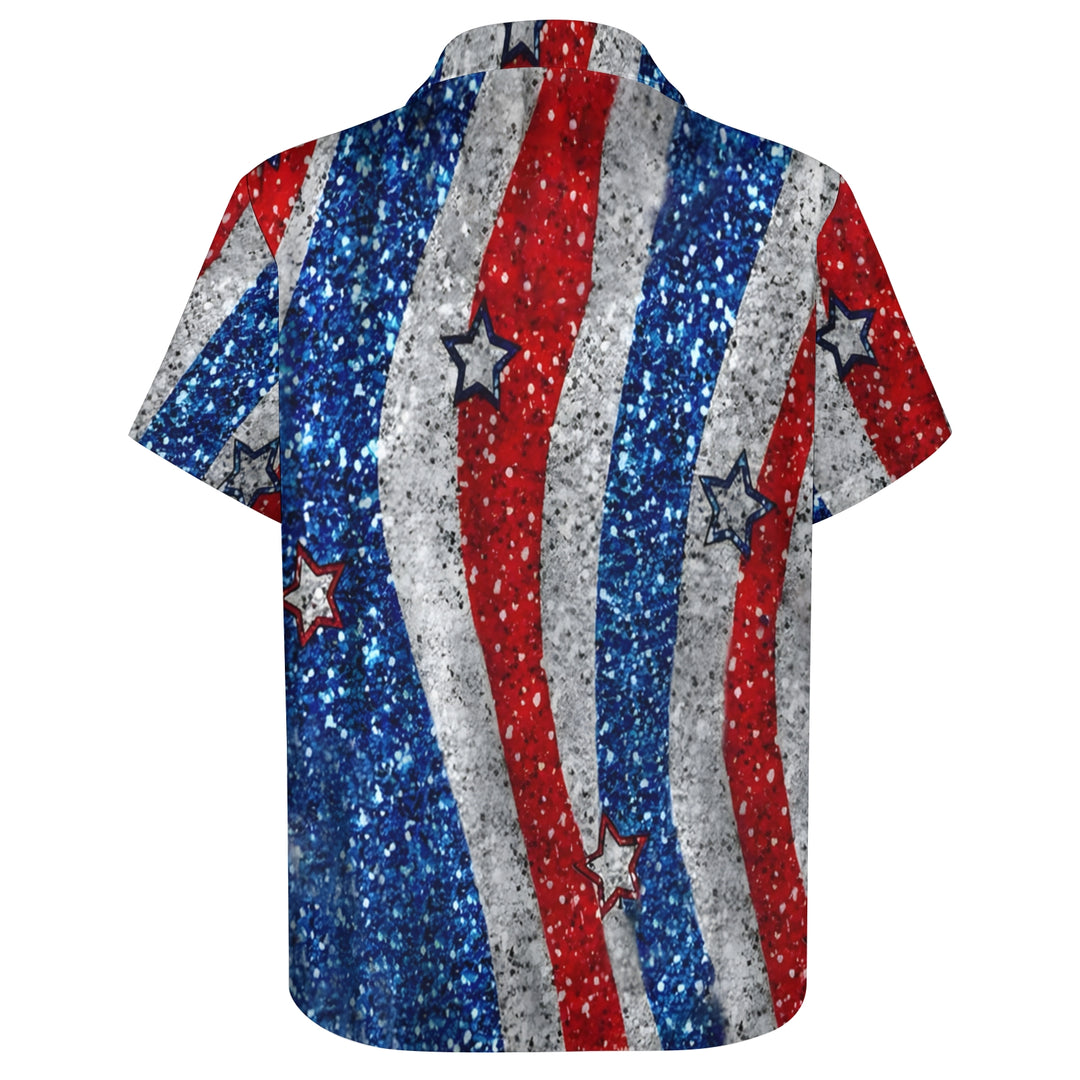 Novelty 3d Star Print Casual Short Sleeve Shirt 2403000168