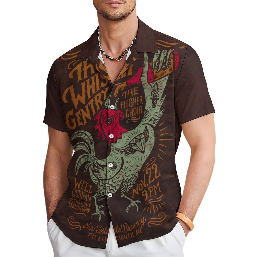 Men's Drinking Cock Casual Short Sleeve Shirt 2401000394