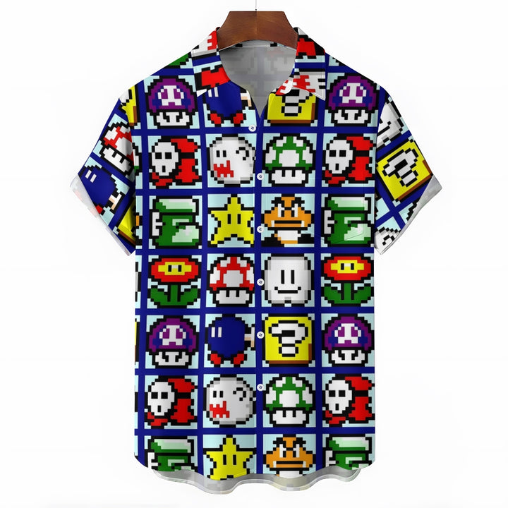 Digital Game Print Casual Short Sleeve Shirt 2403000233