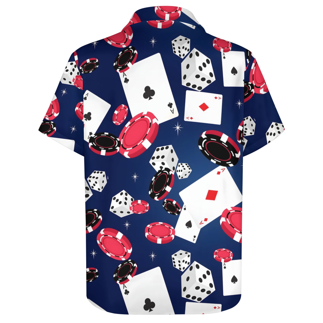 Men's Gambling Themed Prints Casual Short Sleeve Shirt 2403000333