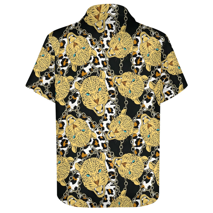 Men's Leopard Chain Casual Short Sleeve Shirt 2403000279