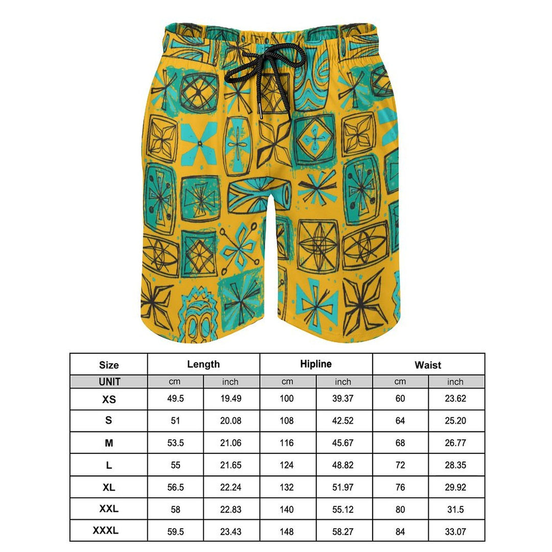 Men's Sports Tiki Art Print Beach Shorts 2402000207