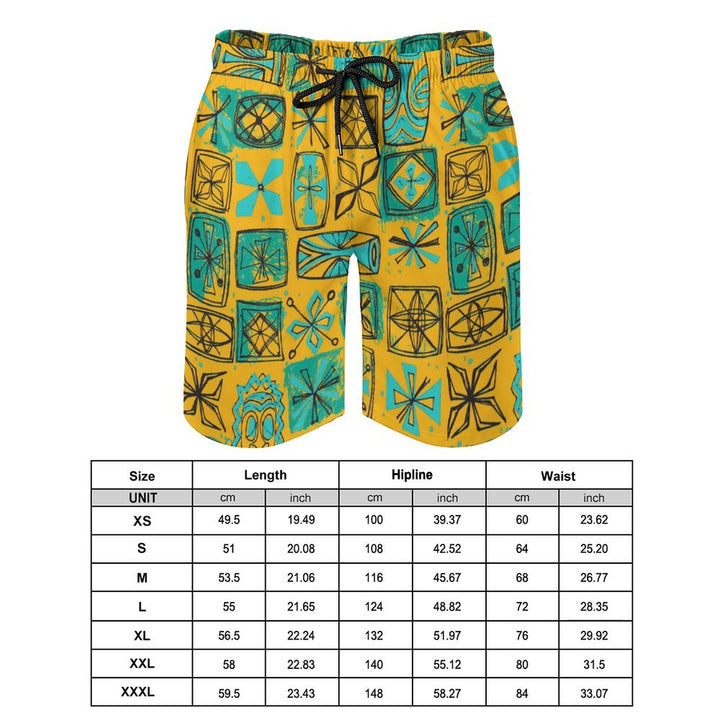 Men's Sports Tiki Art Print Beach Shorts 2402000207