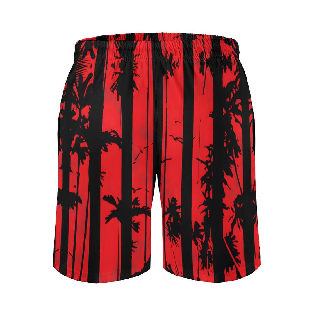 Men's Sports Striped Coconut Palm Beach Shorts 2312000528