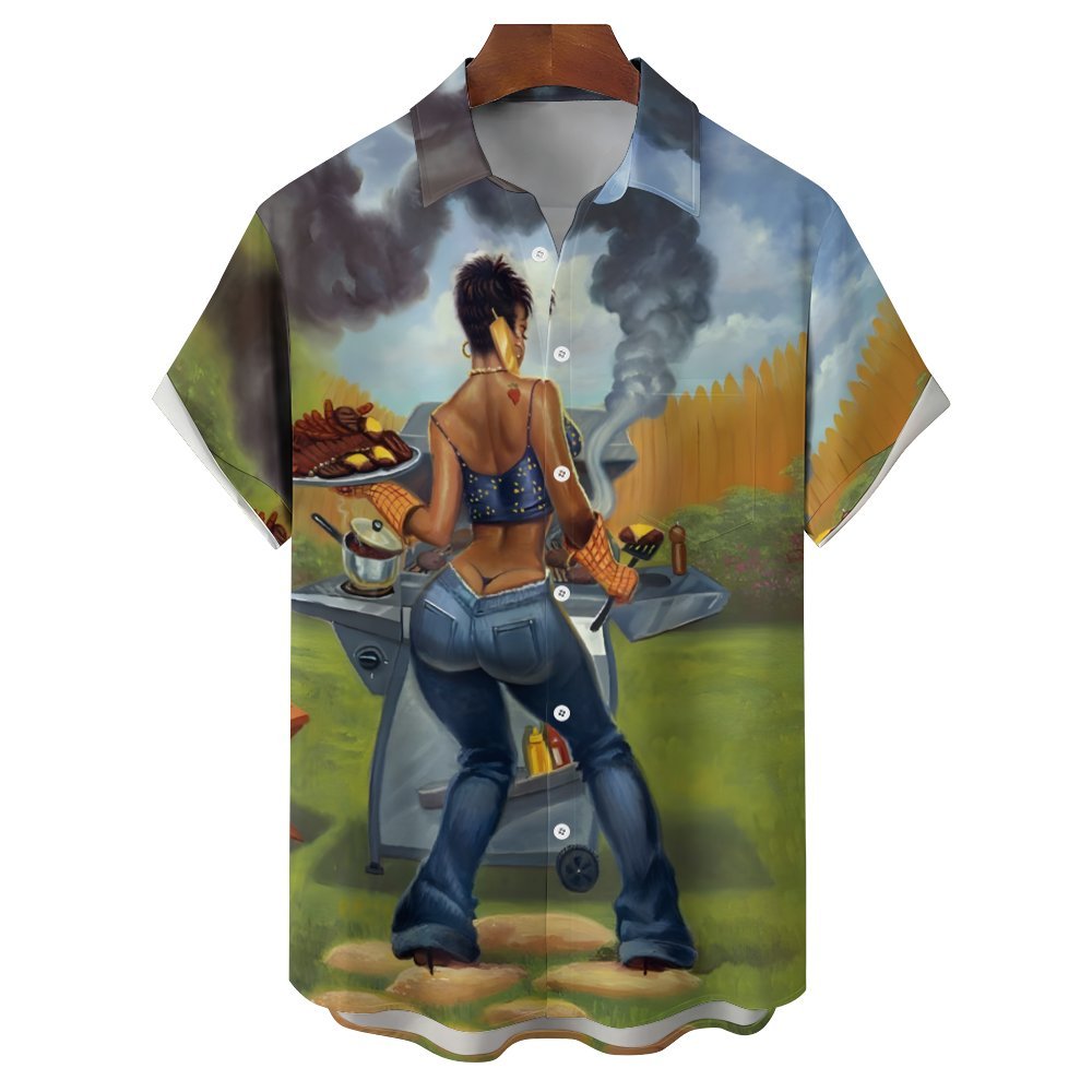Men's Hawaiian BBQ Casual Short Sleeve Shirt 2401000028