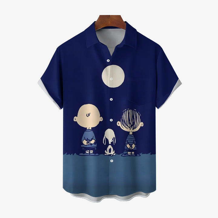 Cartoon Character Best Friend Friendship Print Casual Short Sleeve Shirt 2403000330