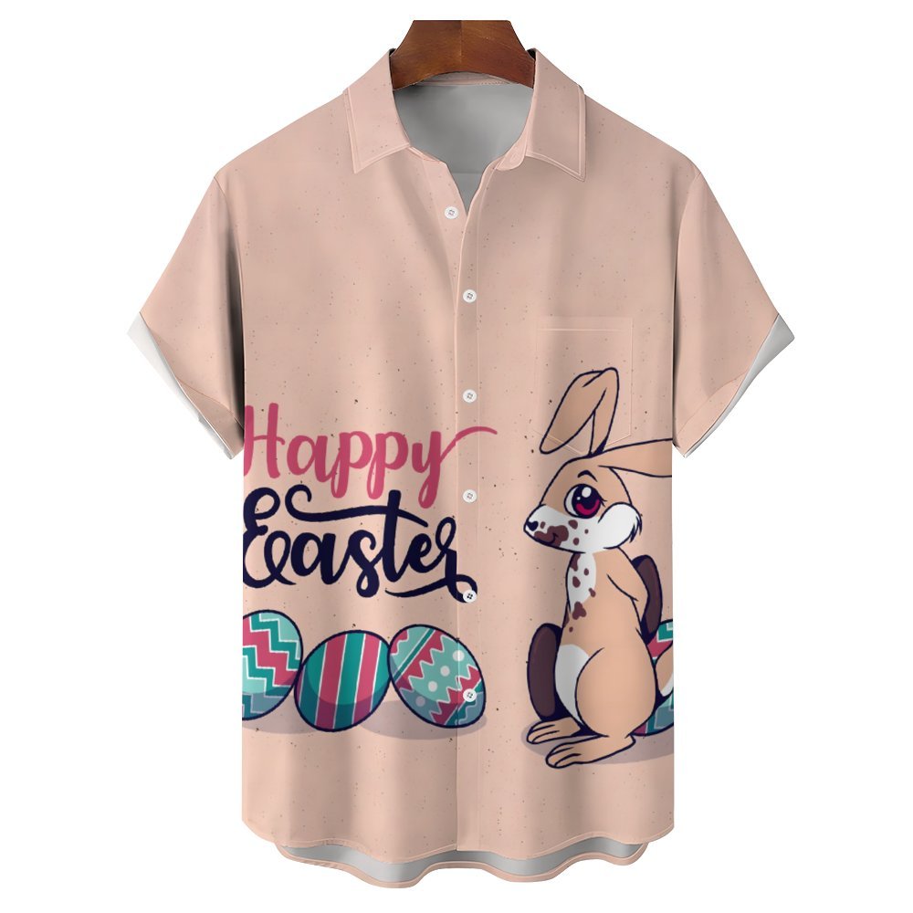 Men's Easter Bunny Casual Short Sleeve Shirt 2401000235