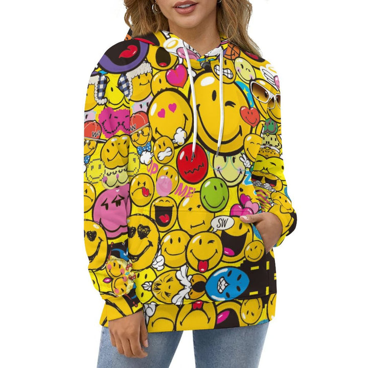 Unisex hooded smiley print sweatshirt 2311000178