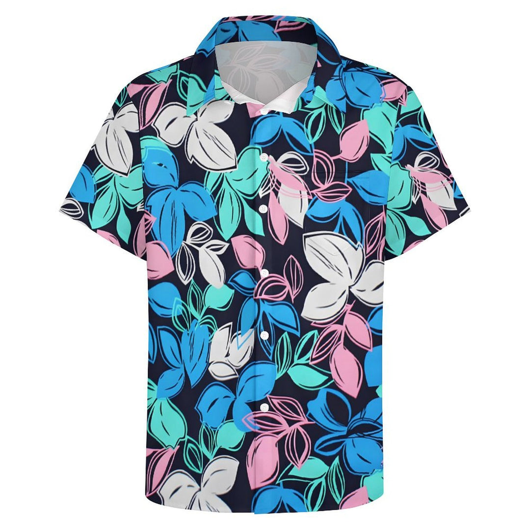 Men's Leaf Print Casual Short Sleeve Shirt 2402000239