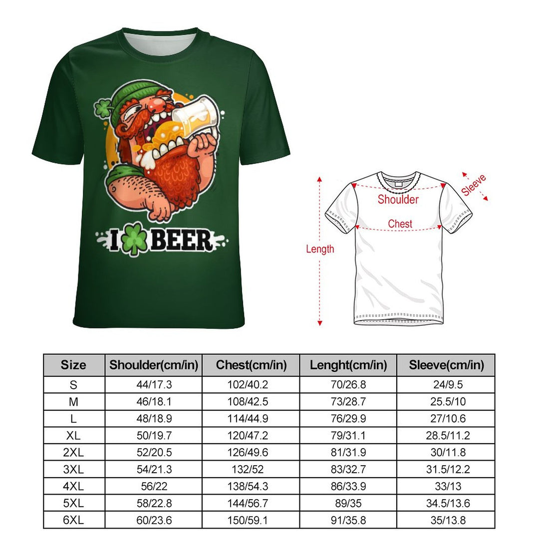 Men's Round Neck Cartoon Beer Casual T-Shirt 2312000405