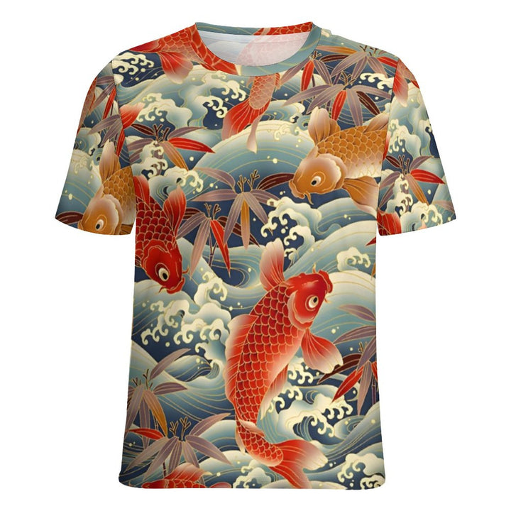 Men's Round Neck Koi Carp Casual T-Shirt 2312000391