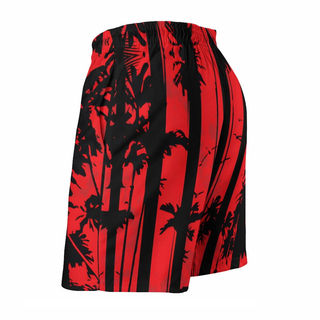 Men's Sports Striped Coconut Palm Beach Shorts 2312000528