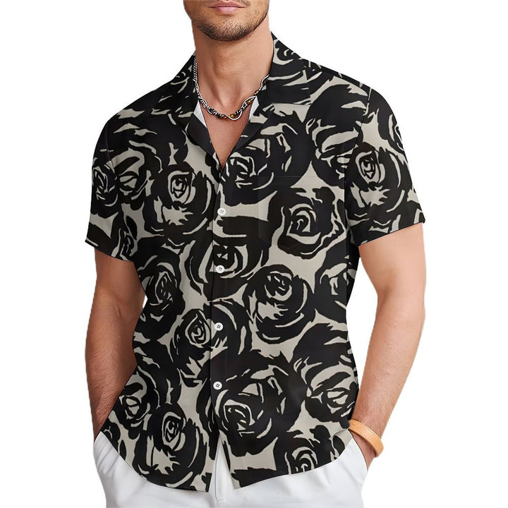 Men's Rose Casual Short Sleeve Shirt 2401000114