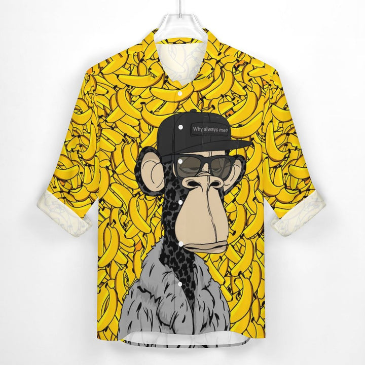 Men's Casual Banana Ape Printed Long Sleeve Shirt 2311000207