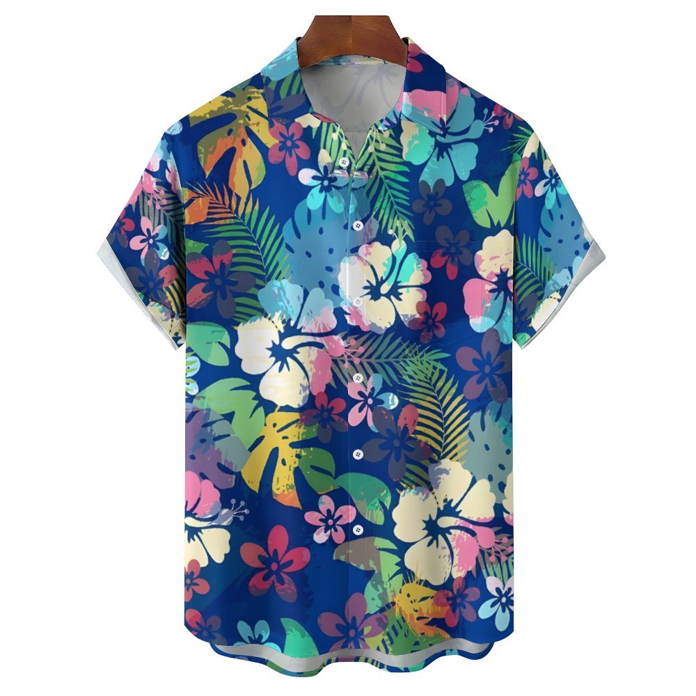 Men's Hawaiian Flower Pattern Casual Short Sleeve Shirt 2401000370