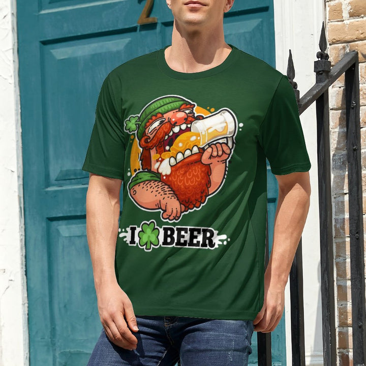 Men's Round Neck Cartoon Beer Casual T-Shirt 2312000405