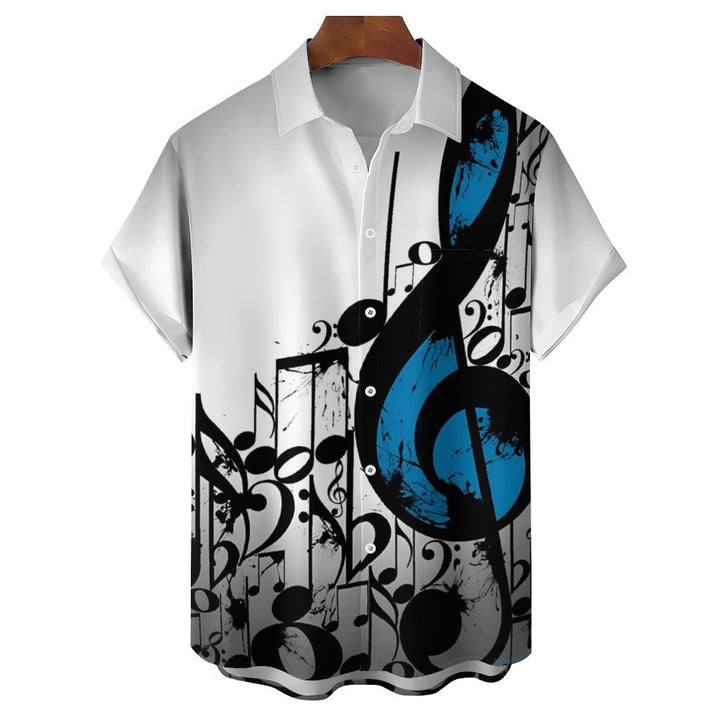 Men's Music Notes Casual Short Sleeve Shirt 2312000324