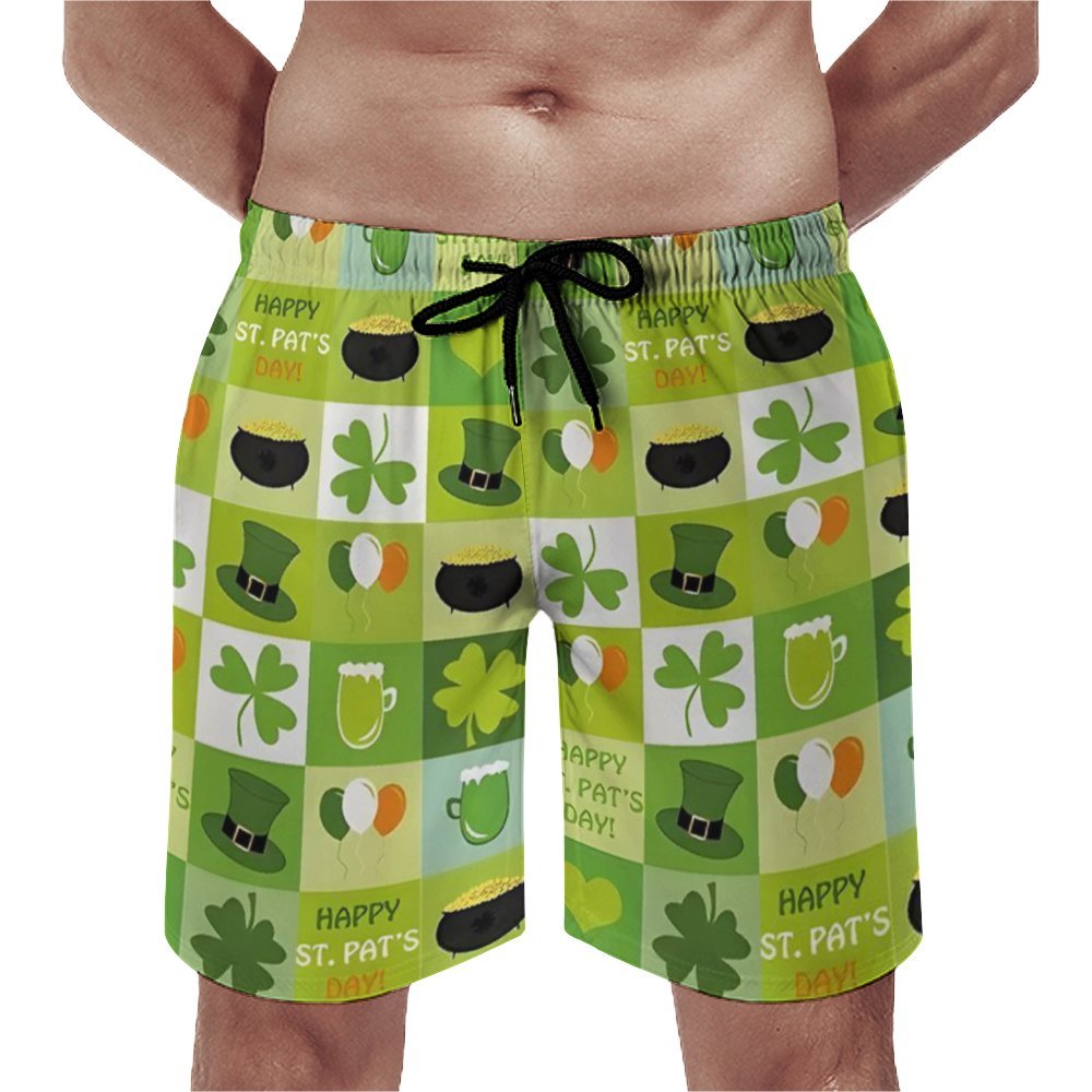 Men's Sports St Patrick‘s Day Shamrock  Beach Shorts 2312000410