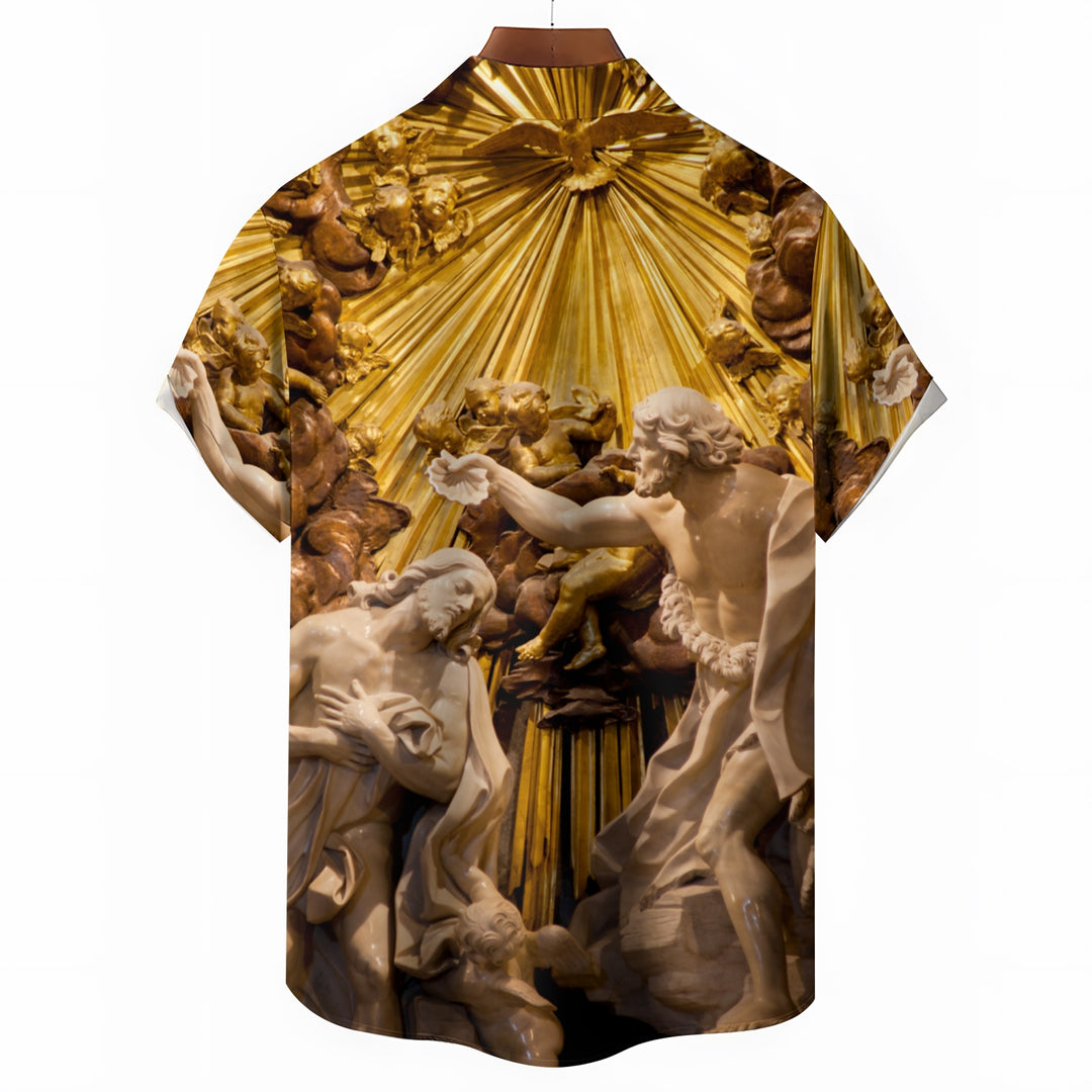 Men's Art Religious Print Short Sleeve Shirt 2403000232