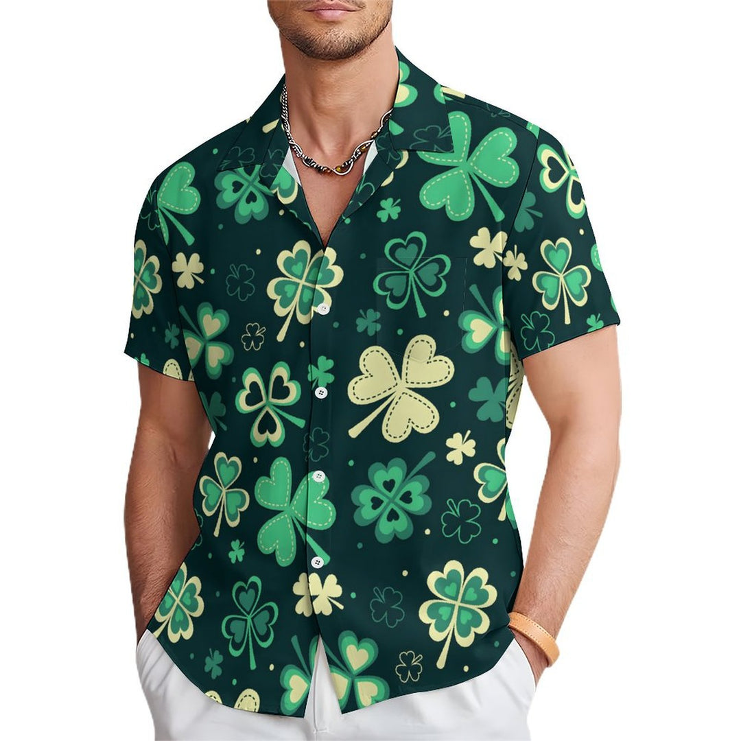 Men's St. Patrick'S Day Shamrock Casual Short Sleeve Shirt 2402000118