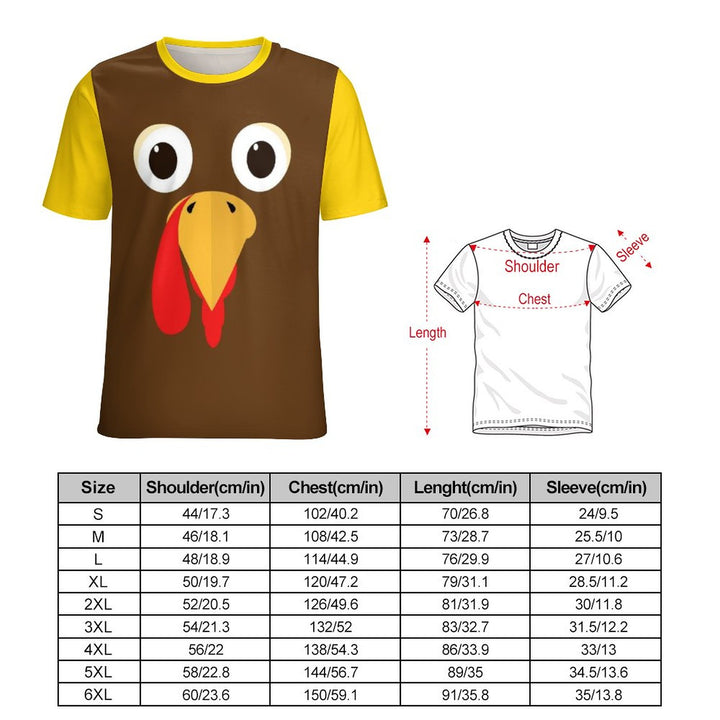 Thanksgiving Silly Turkey Face Men's round neck casual T-shirt  2311000159