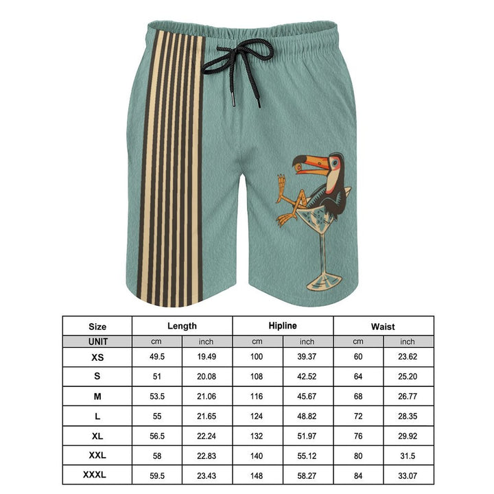 Men's Sports Toucan Striped Beach Shorts 2401000154