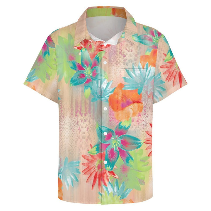 Men's Flower Art Casual Short Sleeve Shirt 2403000011