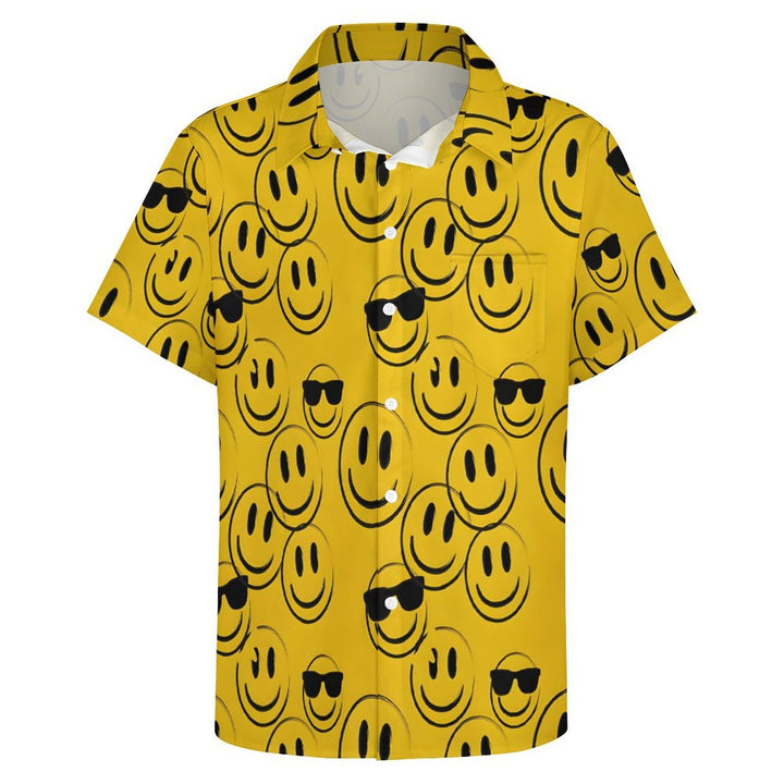 Men's Smile Emoticon Casual Short Sleeve Shirt 2402000081
