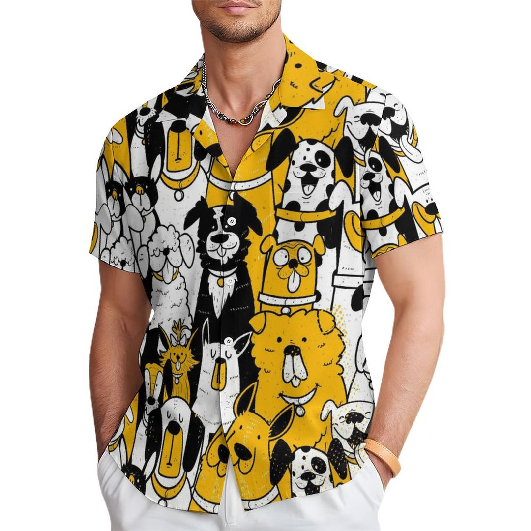 Men's Dog Print Casual Short Sleeve Shirt 2311000393