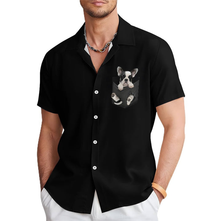 Men's Fun Bulldog Casual Short Sleeve Shirt 2311000333